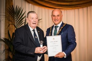 Fred receiving award from Cllr Charles Goldstein